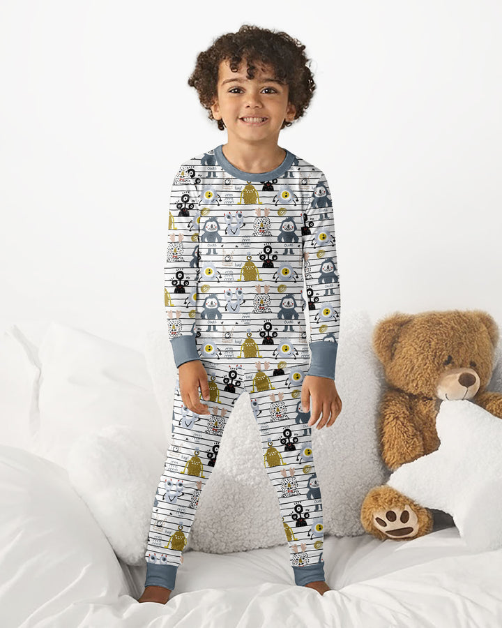 Playful Monster Friends Bamboo Two Piece Long Sleeve Pajama Set