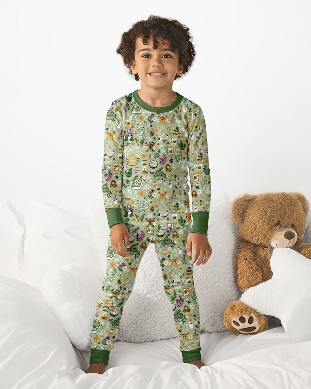 Boho Witchy Celestial Magic Floral Bamboo Two Piece Long Sleeve Pajama Set