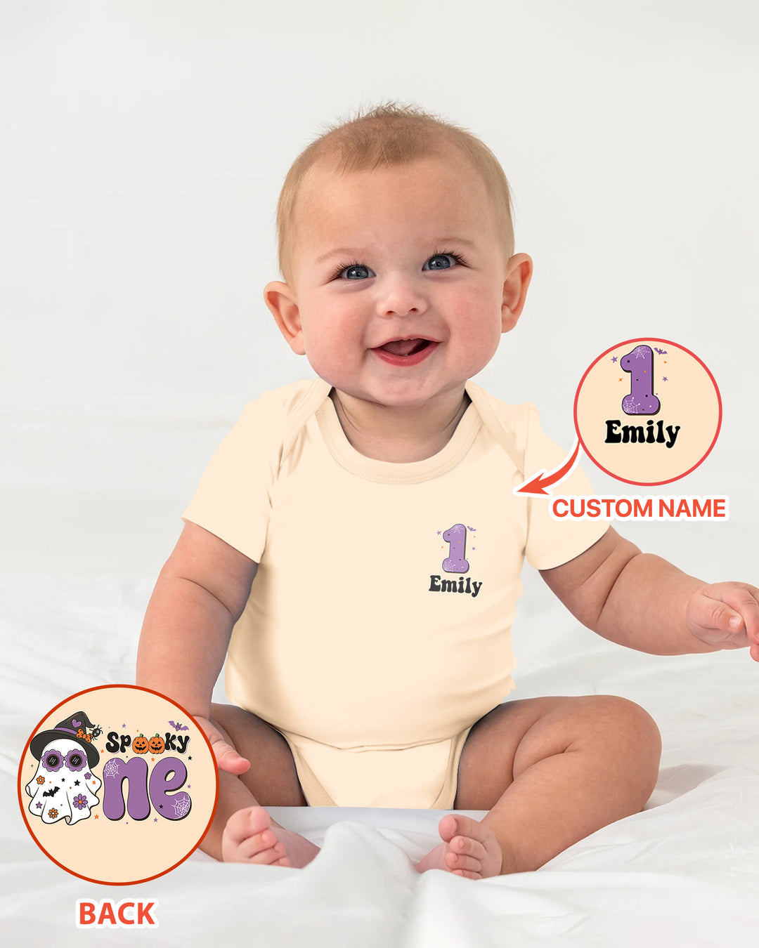 Personalized Spooky One Coquette Halloween Birthday Bamboo Bodysuit