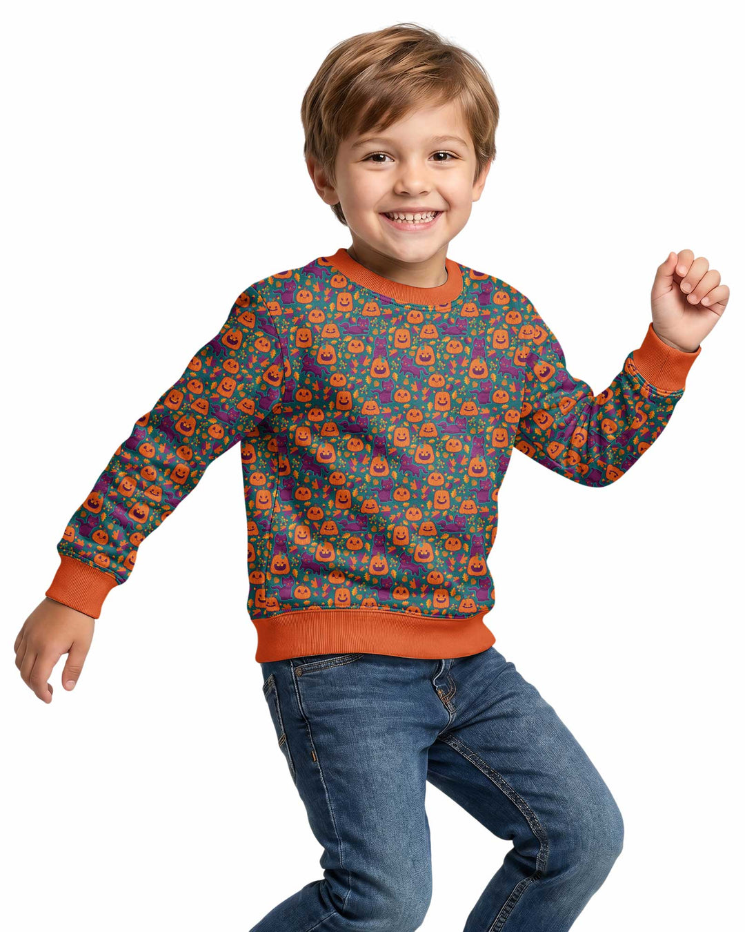 Cats and Pumpkins Bamboo Crewneck Sweatshirt
