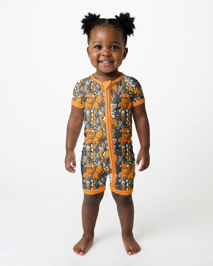 Colorful Doodle Monster Friends Bamboo Shorty Zippy