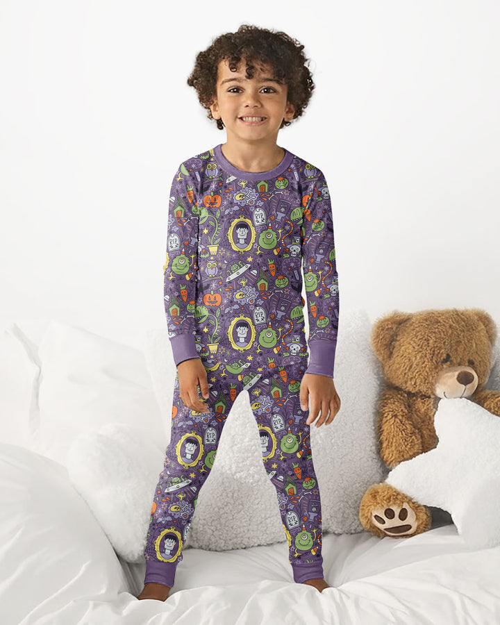 Halloween Monster Fun Bamboo Two Piece Long Sleeve Pajama Set