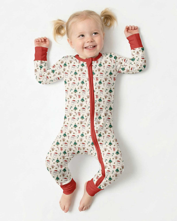 Vintage Santa Christmas Doodles Bamboo Convertible Zippy
