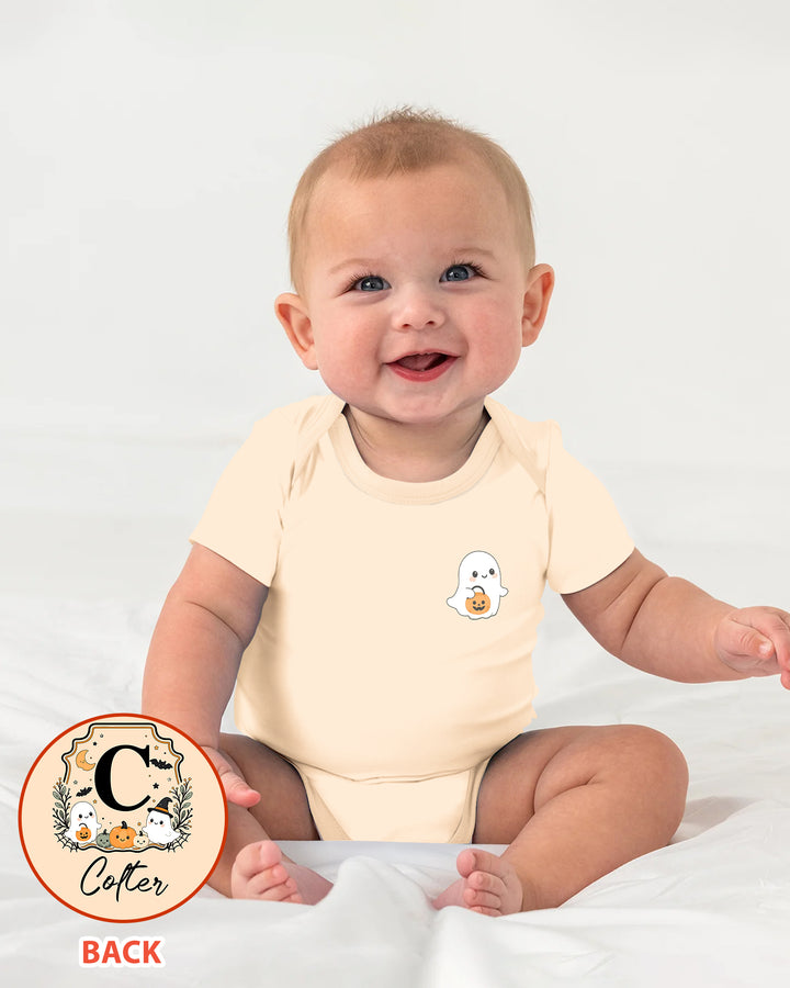 Custom Monogram Ghost Pumpkin Bamboo Bodysuit