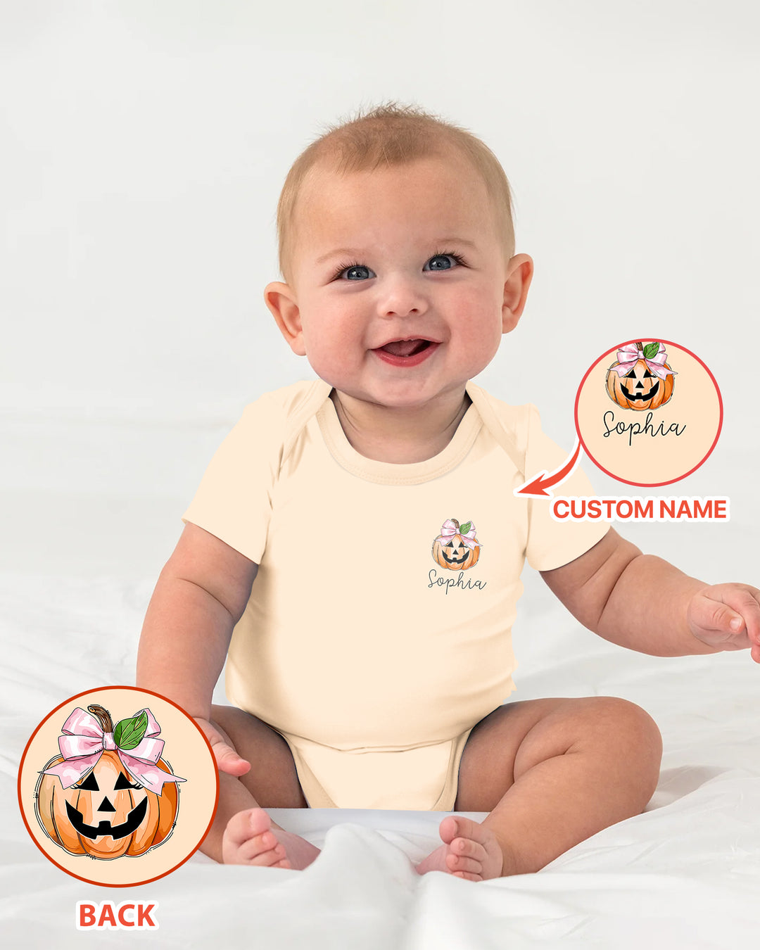 Personalized Name Baby Boo Outfits First Halloween Bamboo Bodysuit