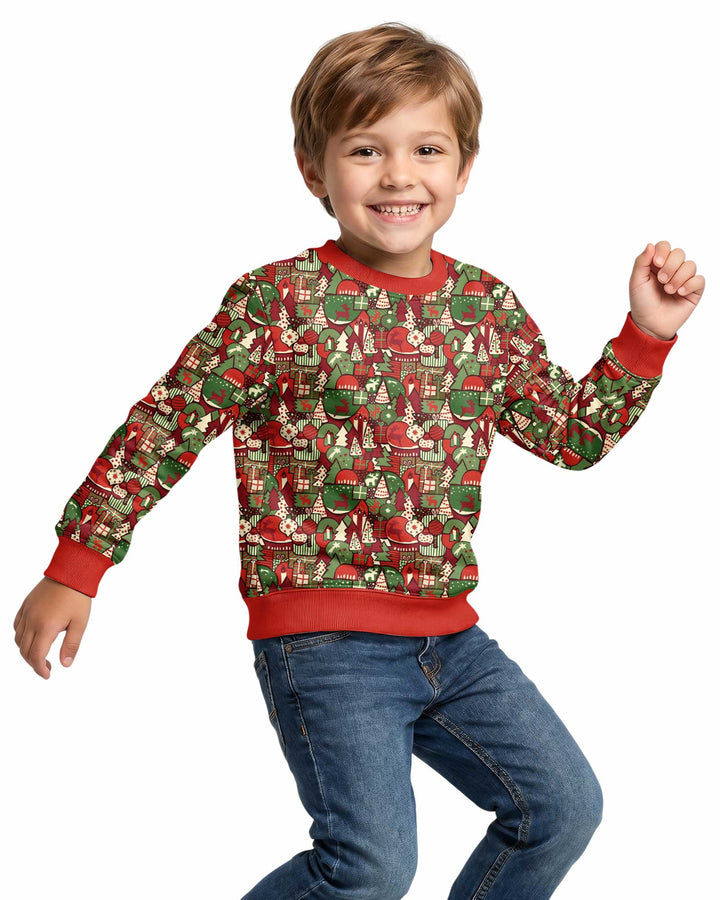Christmas Time Mosaic Bamboo Crewneck Sweatshirt