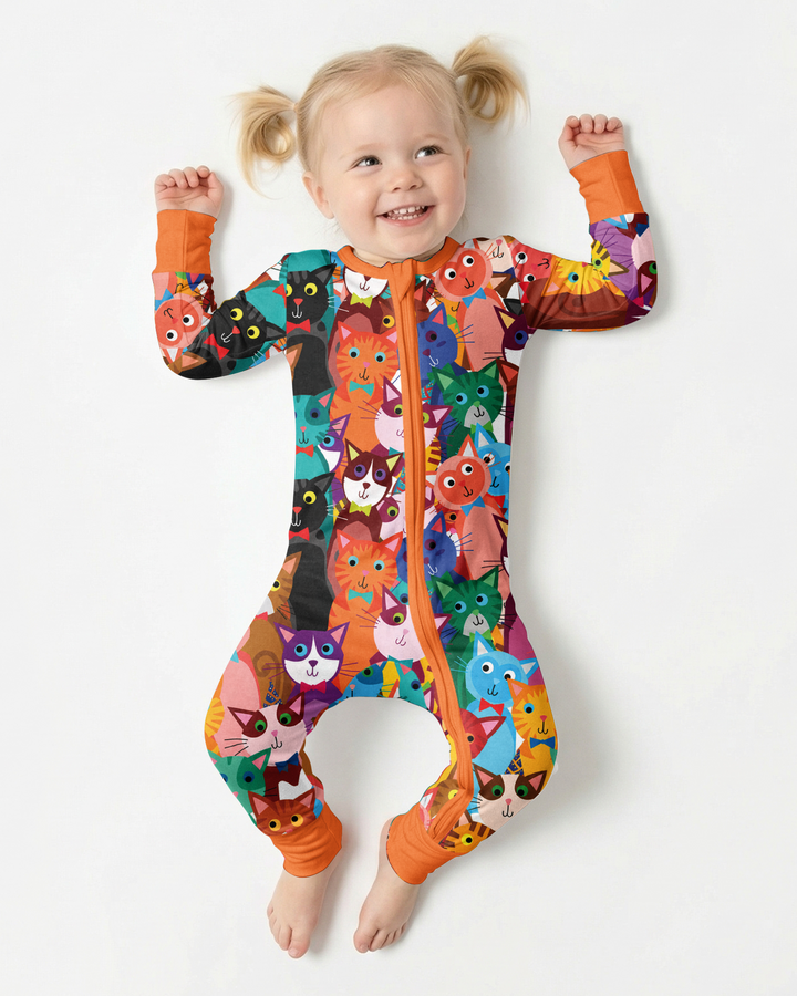 Colorful Cat Pattern Bamboo Convertible Zippy