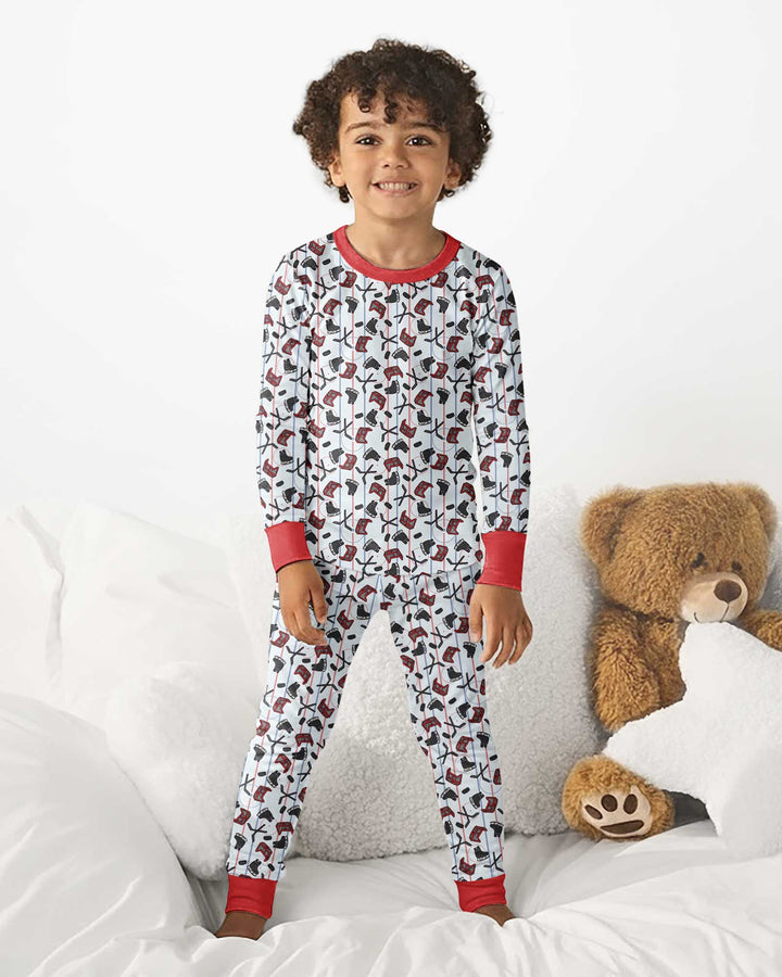 Hockey Rink Bamboo Two Piece Long Sleeve Pajama Set