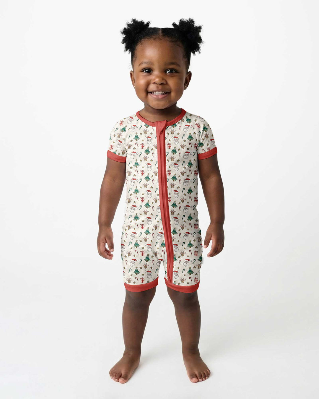 Vintage Santa Christmas Doodles Bamboo Shorty Zippy