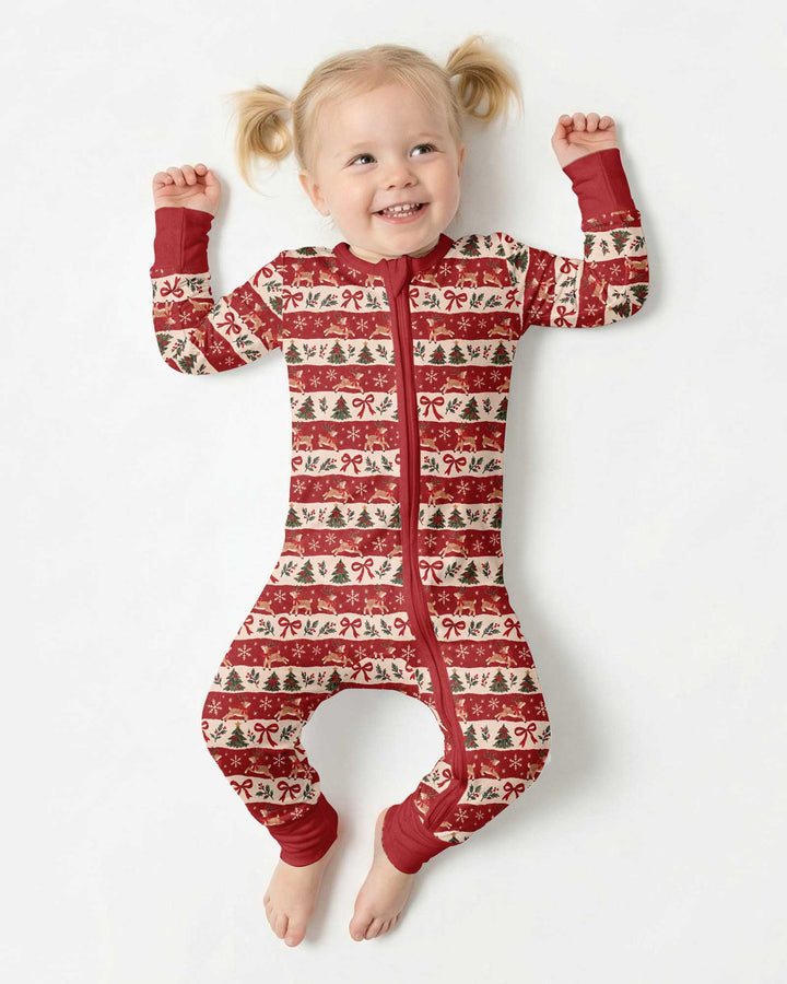 Vintage Reindeer Christmas Stripes Bamboo Convertible Zippy