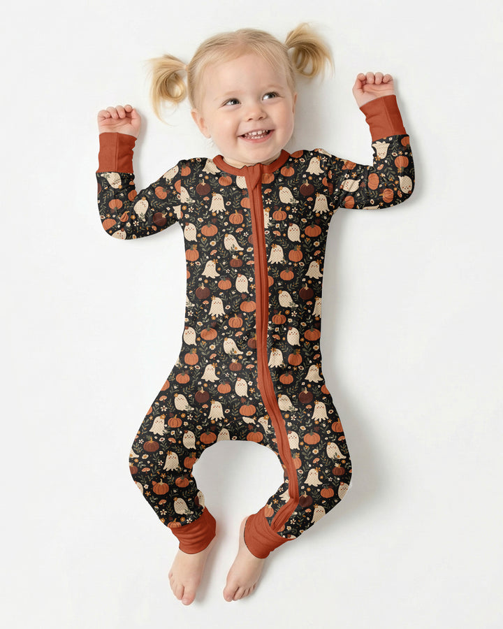 Ghost Pumpkin Harvest Floral Halloween Bamboo Convertible Zippy