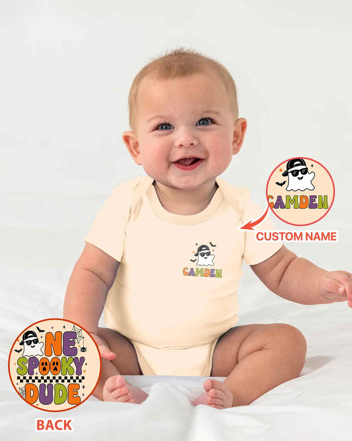 Personalized One Spooky Dude Baby Bamboo Bodysuit