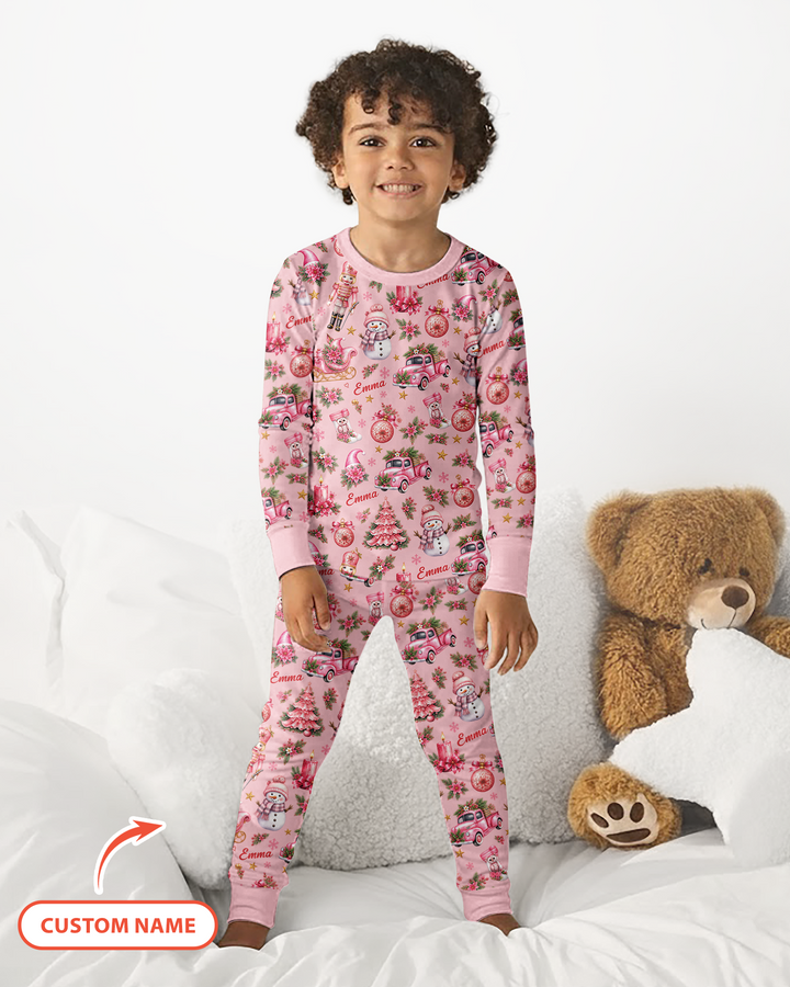 Christmas Tree Pinky Bamboo Two Piece Long Sleeve Pajama Set