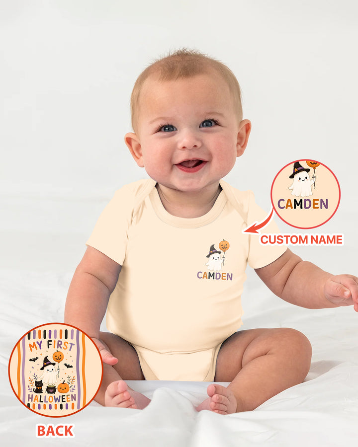 Personalized Name 1st Halloween Ghost Bamboo Bodysuit