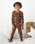 Vintage Halloween Black Cat Pumpkin Bamboo Two Piece Long Sleeve Pajama Set