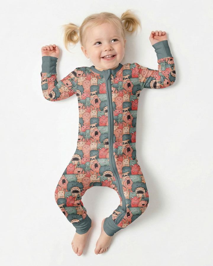 Cute Monster Crowd Bamboo Convertible Zippy