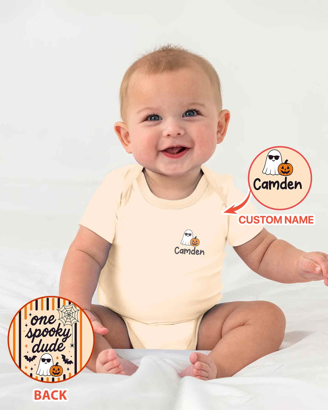 Personalized One Spooky Dude Halloween Ghost Pumpkin Bamboo Bodysuit