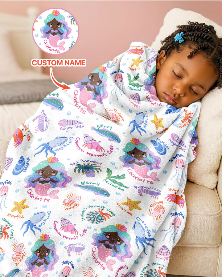 Personalized Cute Mermaid Bamboo Blanket
