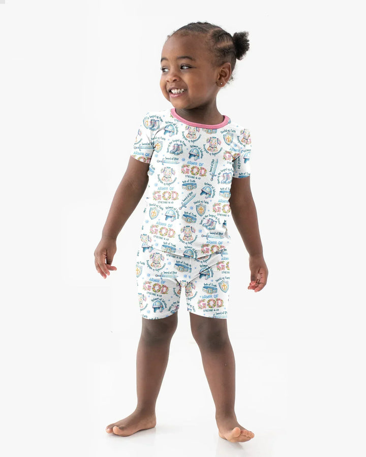 Put On The Full Armor Of God Bamboo Two Piece Short Sleeve Shorts Pajama Set