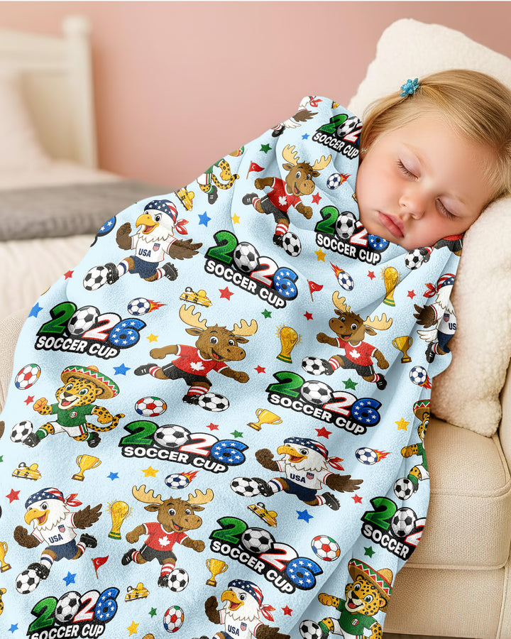 Soccer Cup Cute Mascots Bamboo Blanket