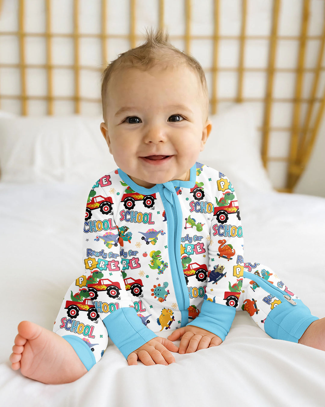 First Day of Preschool T-Rex Bamboo Convertible Zippy