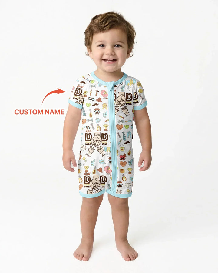 Custom Kids Name Best Dad Ever Bamboo Shorty Zippy