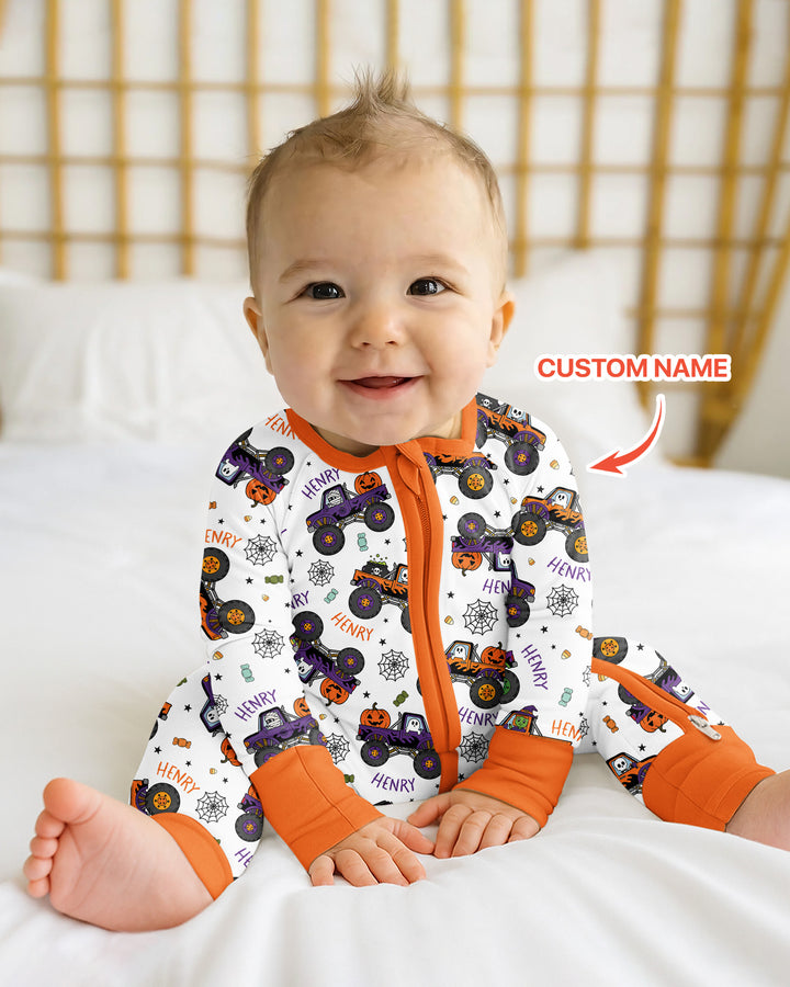 Custom Name Halloween Monster Truck Bamboo Convertible Zippy