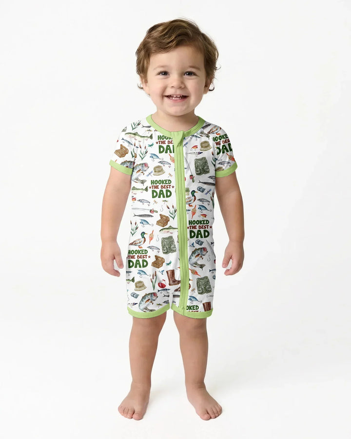 Hooked The Best Dad Daddy & Me Matching Bamboo Shorty Zippy