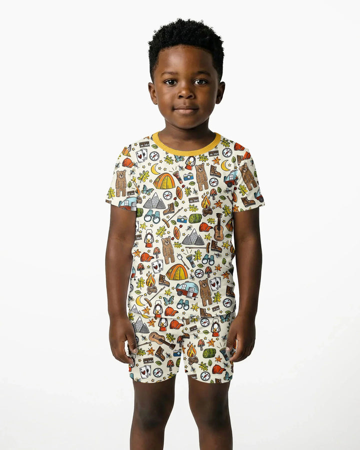 Funny Camper Family Matching Bamboo Two Piece Short Sleeve Shorts Pajama Set