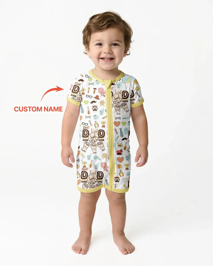 Custom Kids Name Best Dad Ever Bamboo Shorty Zippy