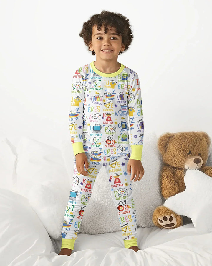 Pijama de bambú de dos piezas de manga larga con el alfabeto español You Are