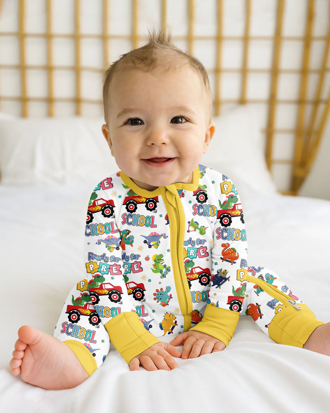 First Day of Preschool T-Rex Bamboo Convertible Zippy