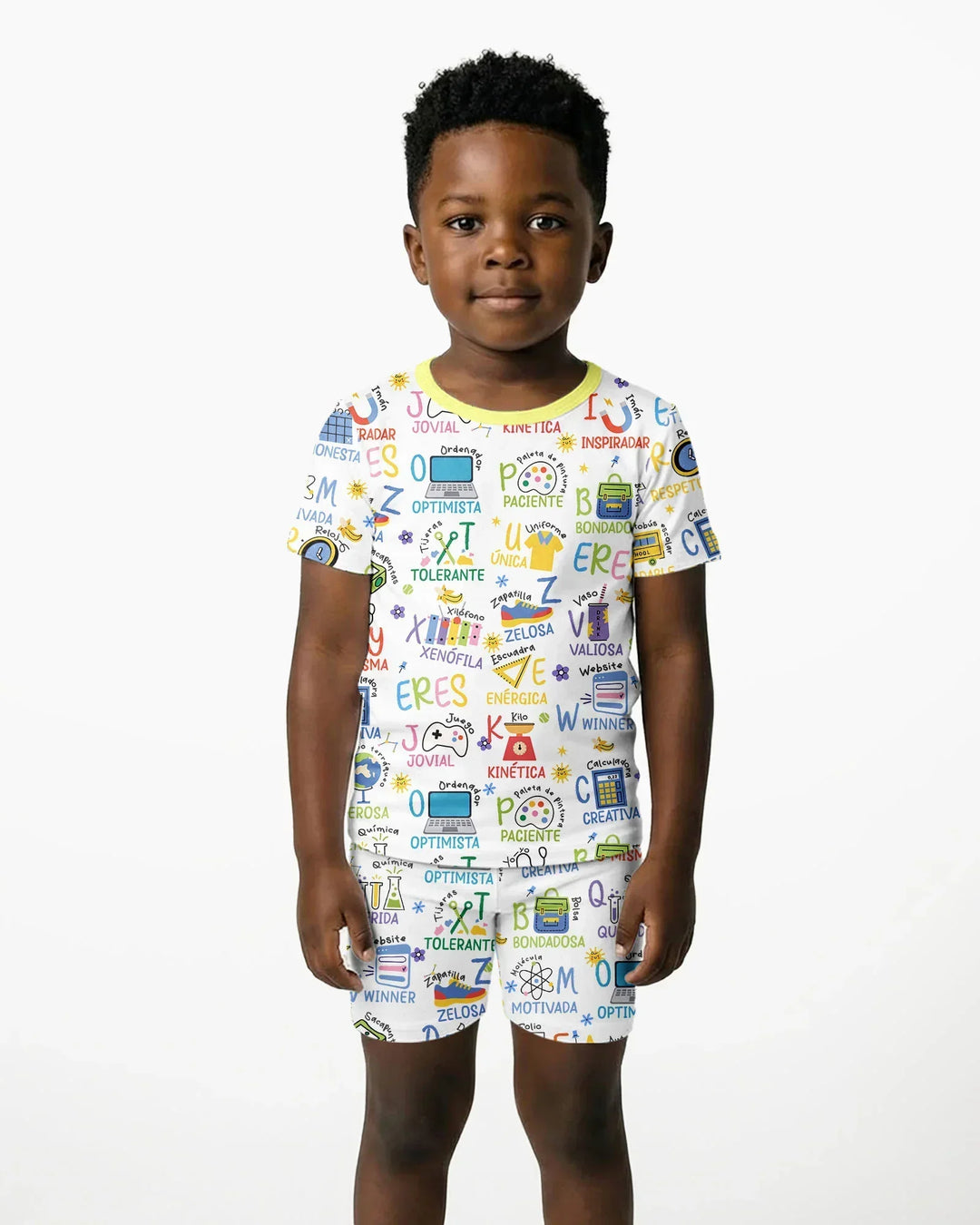 You Are Spanish Alphabet Version Bamboo Two Piece Short Sleeve Shorts Pajama Set