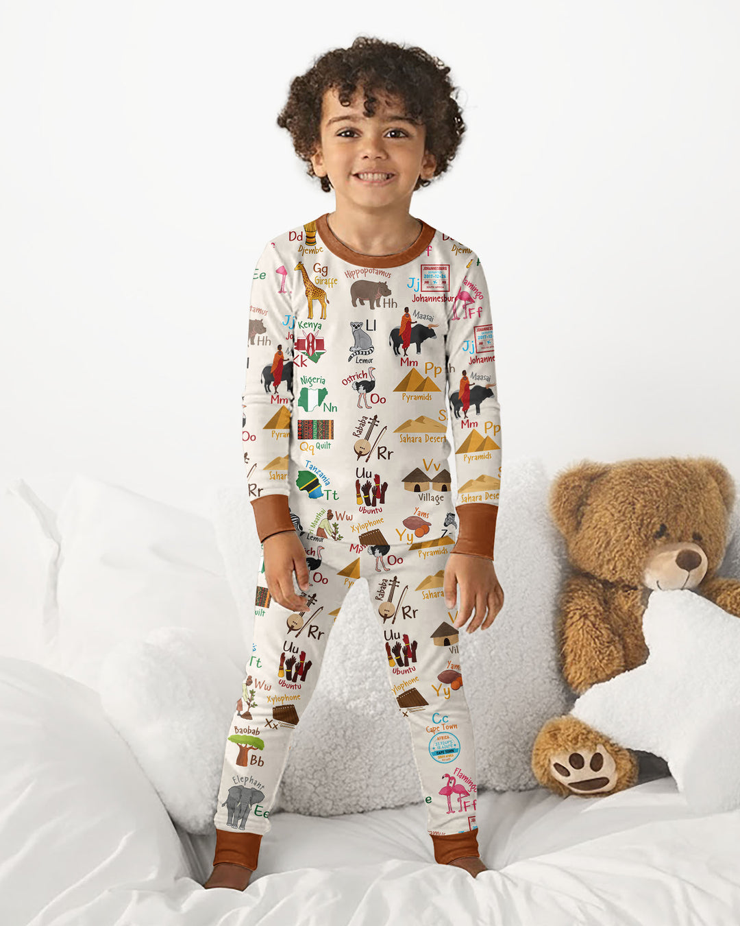 Conjunto de pijama de dos piezas de bambú con mangas largas, plantilla PERSONALIZADA