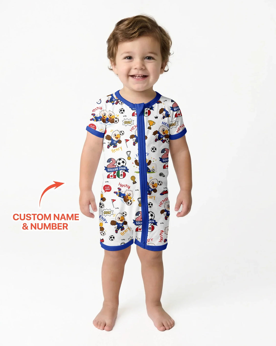 Plantilla PERSONALIZADA de Bambú Pijama Corto con Cremallera