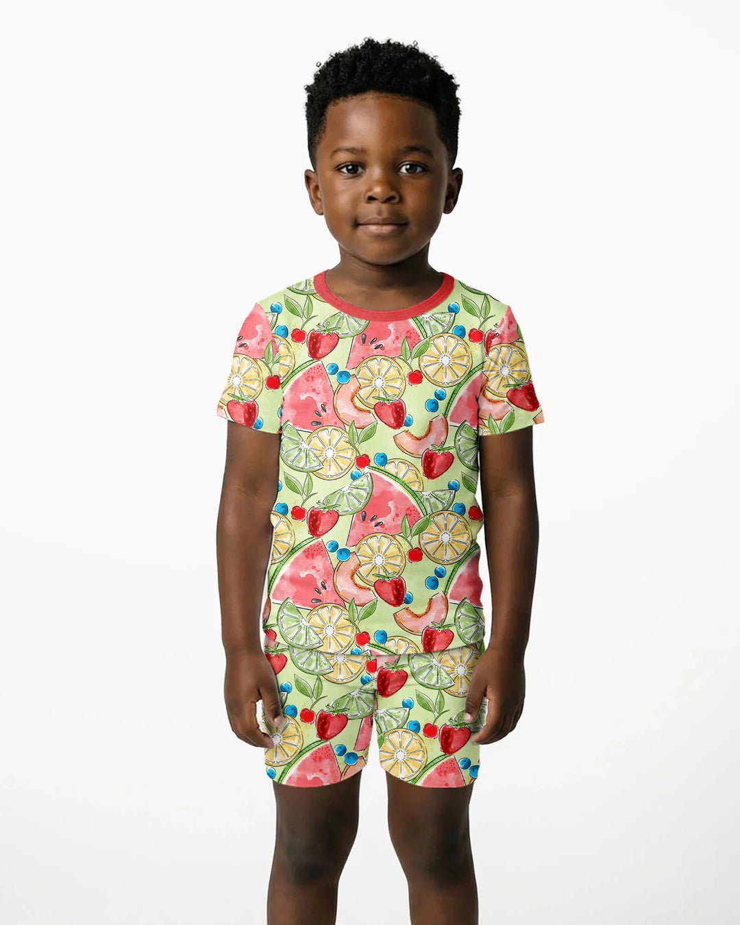 Template Zweiteiliges Pyjama-Set mit kurzen Ärmeln und Shorts