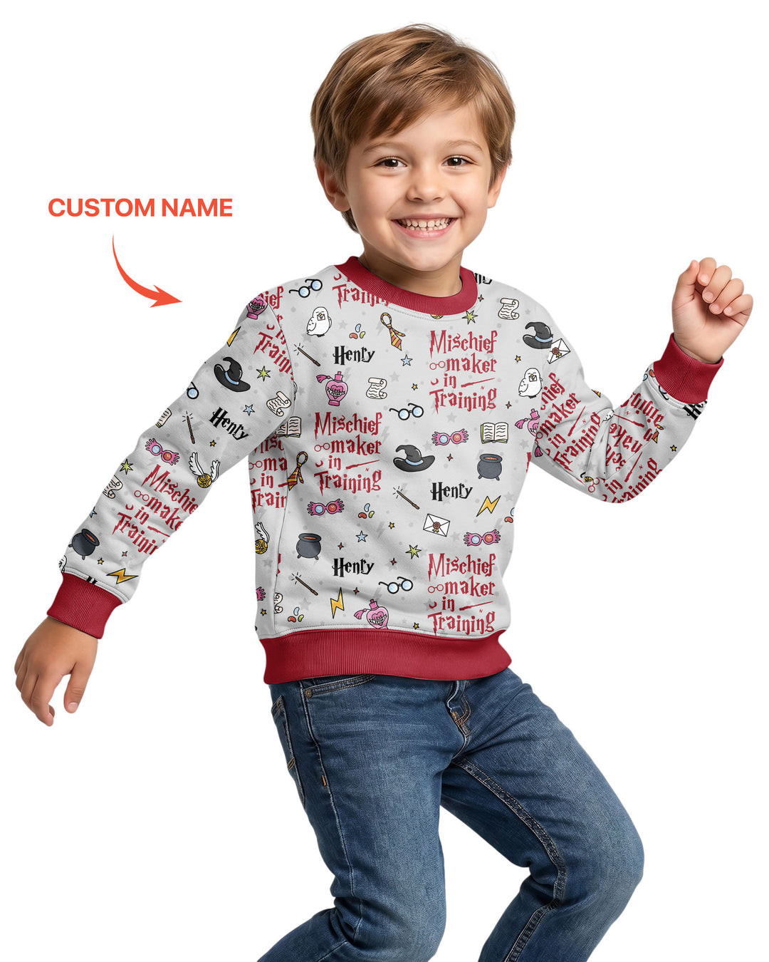 Custom Name Mischief Maker In Training Bamboo Crewneck Sweatshirt