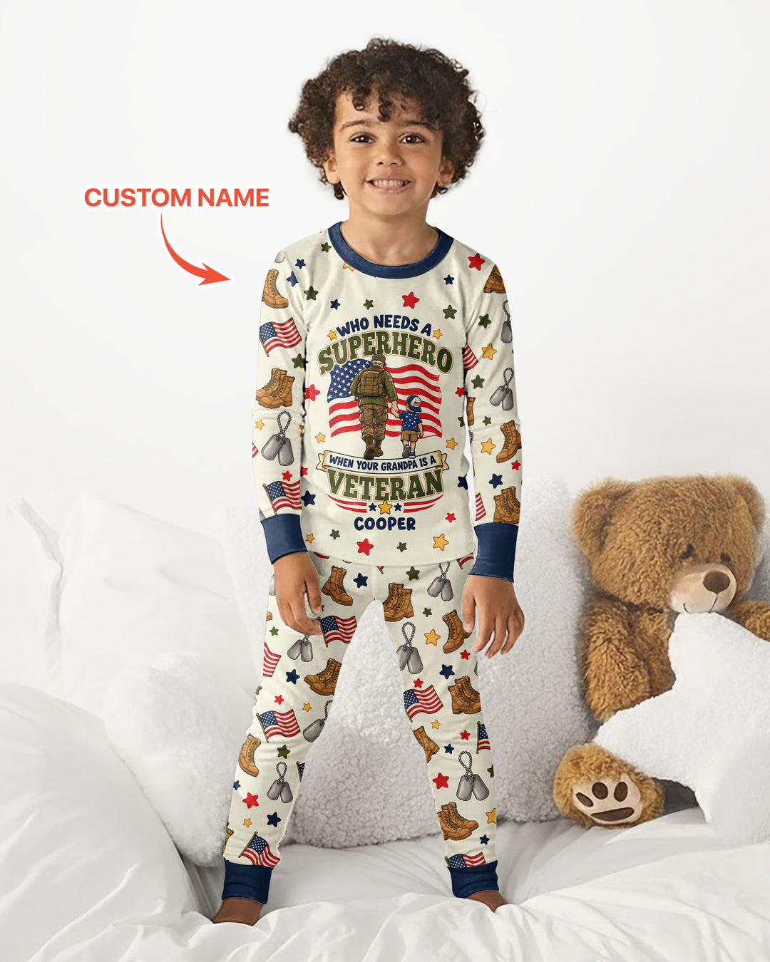 Who Needs Superhero When Your Grandpa Is A Veteran Bamboo Two Piece Long Sleeve Pajama Set