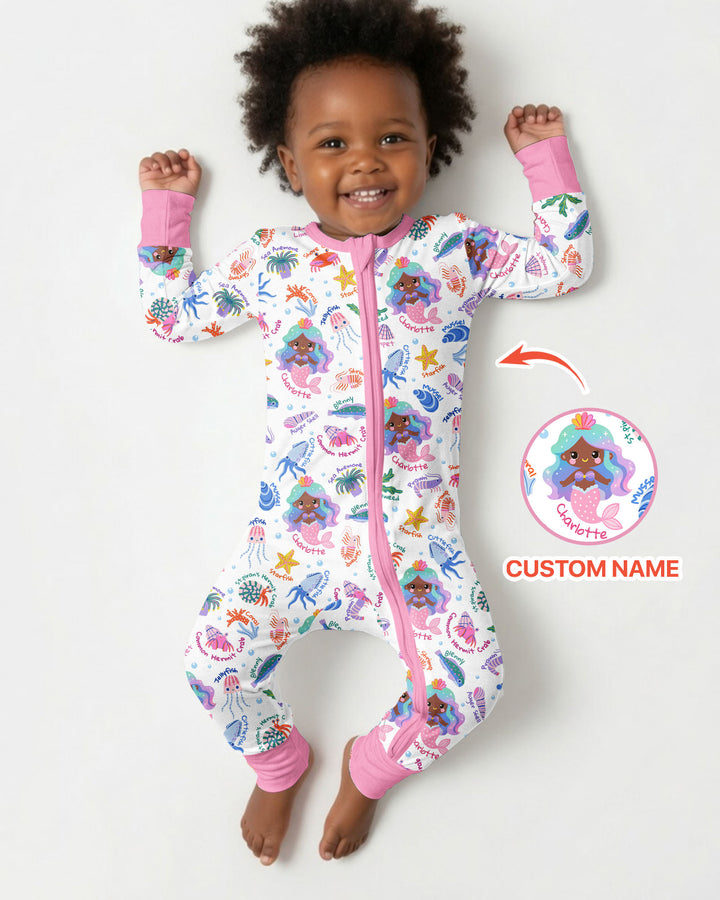 Personalized Cute Mermaid Bamboo Convertible Zippy