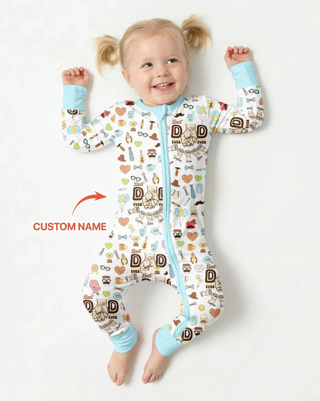 Custom Kids Name Best Dad Ever Bamboo Convertible Zippy