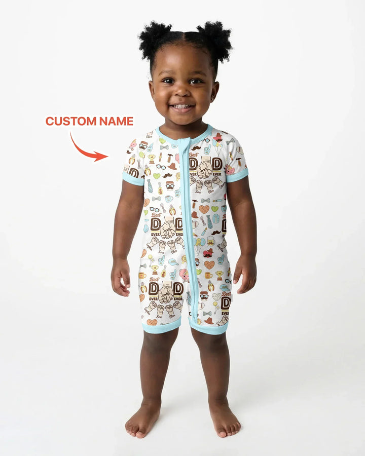 Custom Kids Name Best Dad Ever Bamboo Shorty Zippy