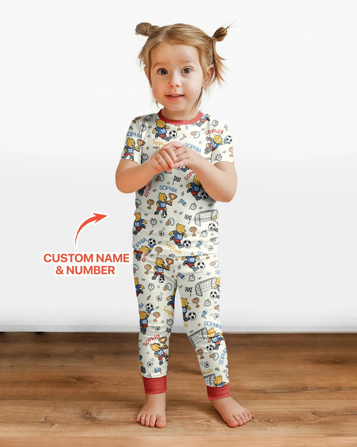 Conjunto de pijama de dos piezas de bambú de manga corta, plantilla personalizada