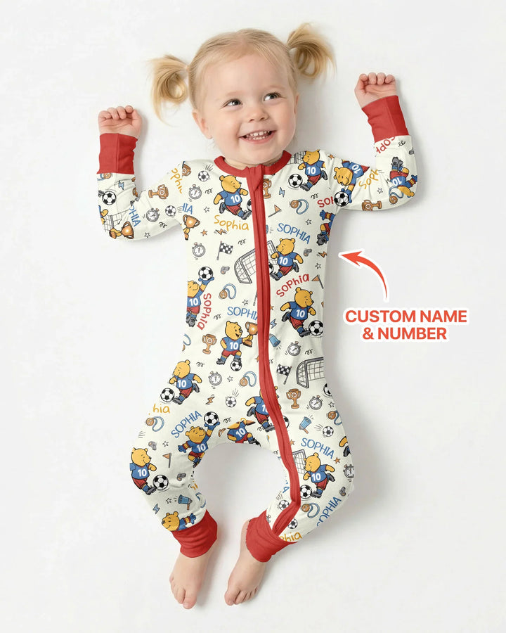 Personalized Classic Bear World Soccer Bamboo Convertible Zippy