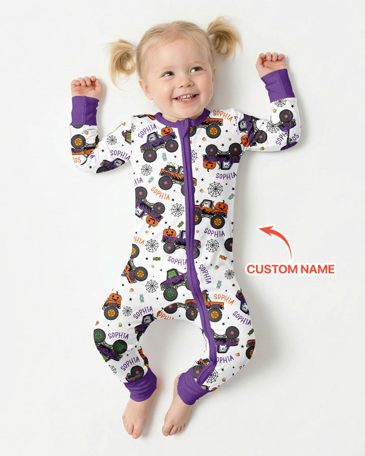 Custom Name Halloween Monster Truck Bamboo Convertible Zippy