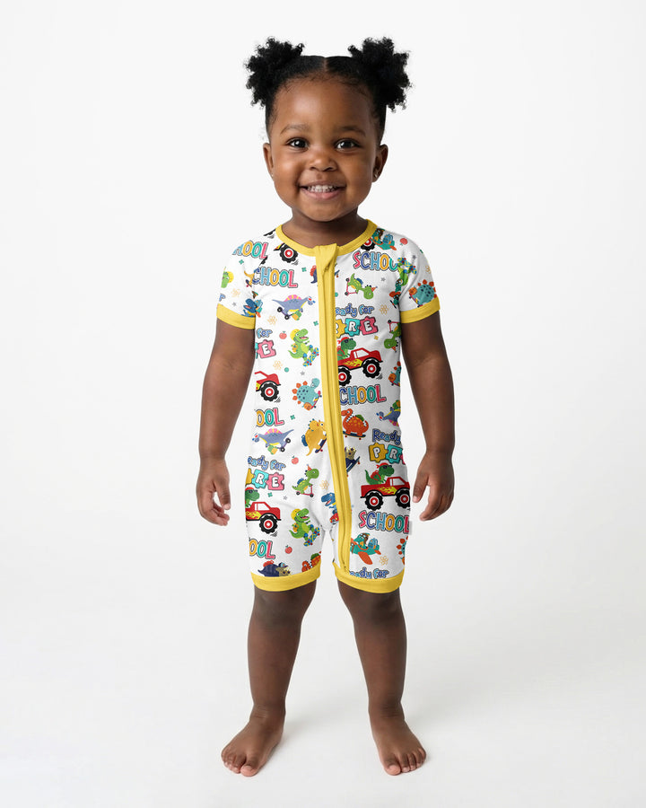 First Day of Preschool T-Rex Bamboo Shorty Zippy