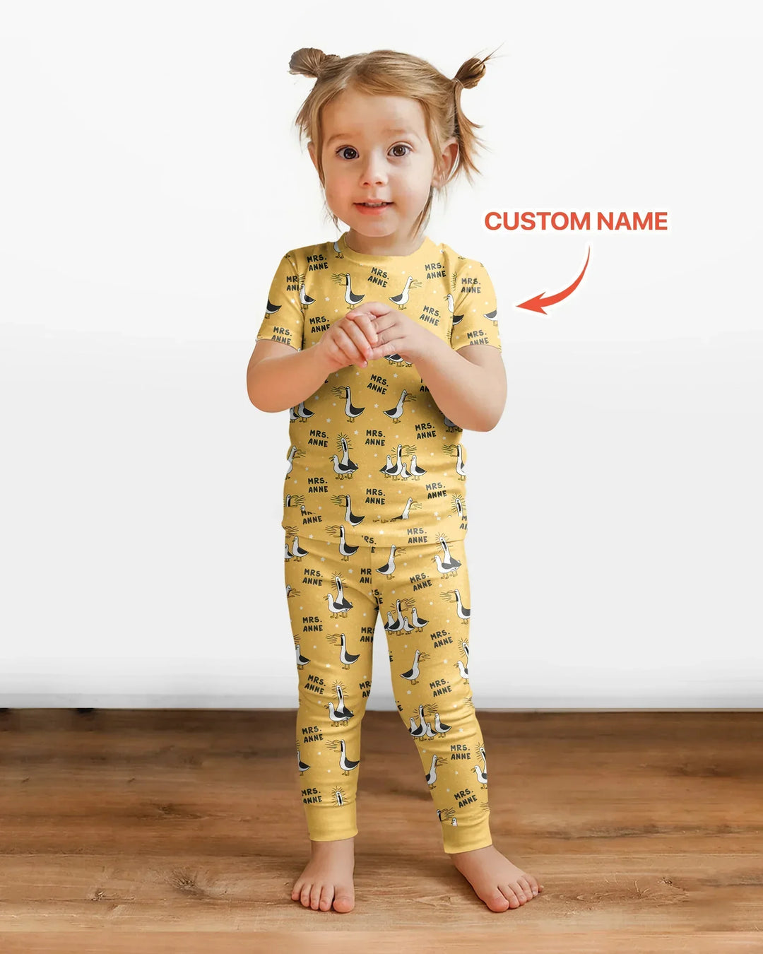 Custom Funny Seagulls Teacher Bamboo Two Piece Short Sleeve Pajama Set