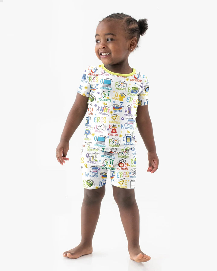 You Are Spanish Alphabet Version Bamboo Two Piece Short Sleeve Shorts Pajama Set