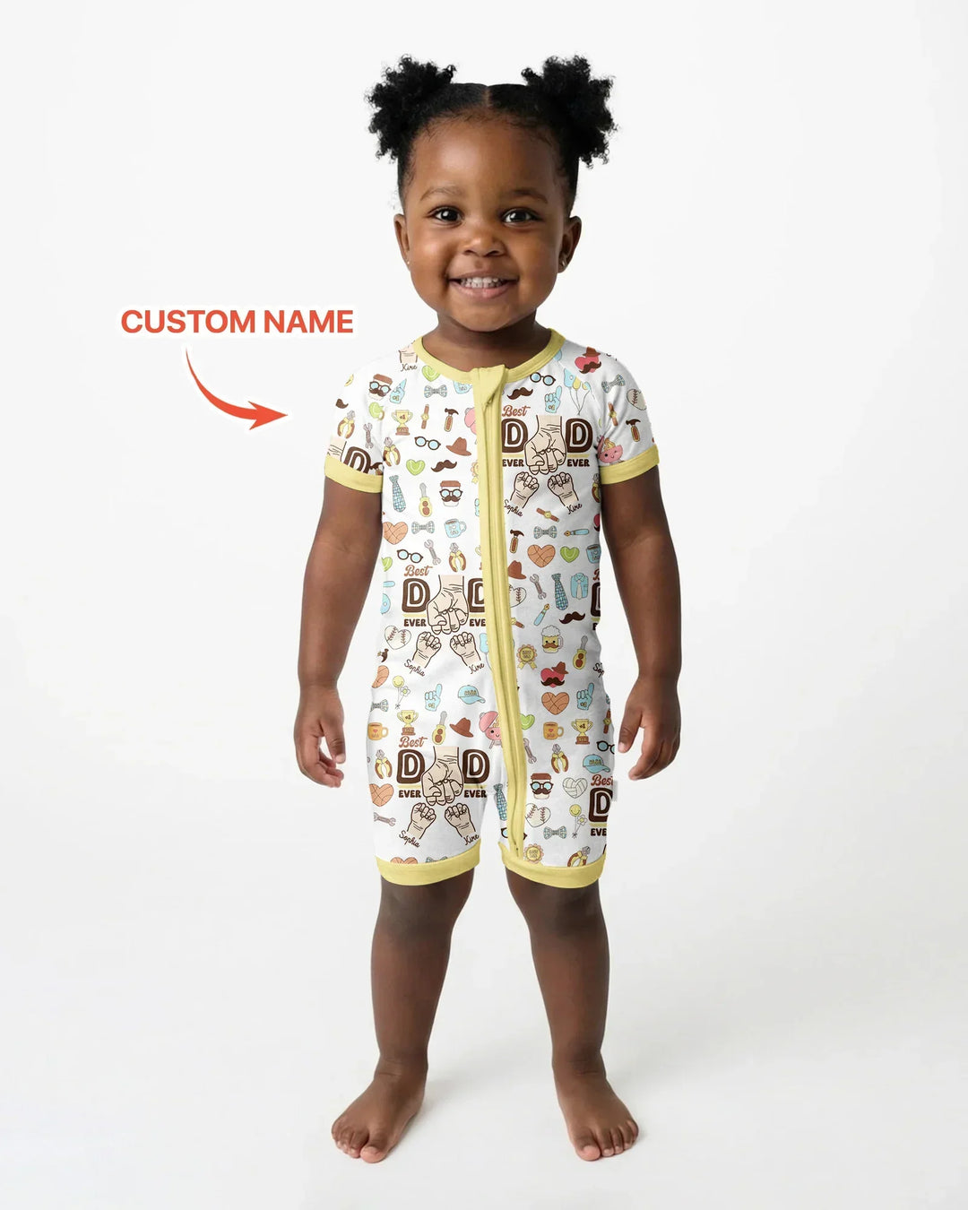 Custom Kids Name Best Dad Ever Bamboo Shorty Zippy