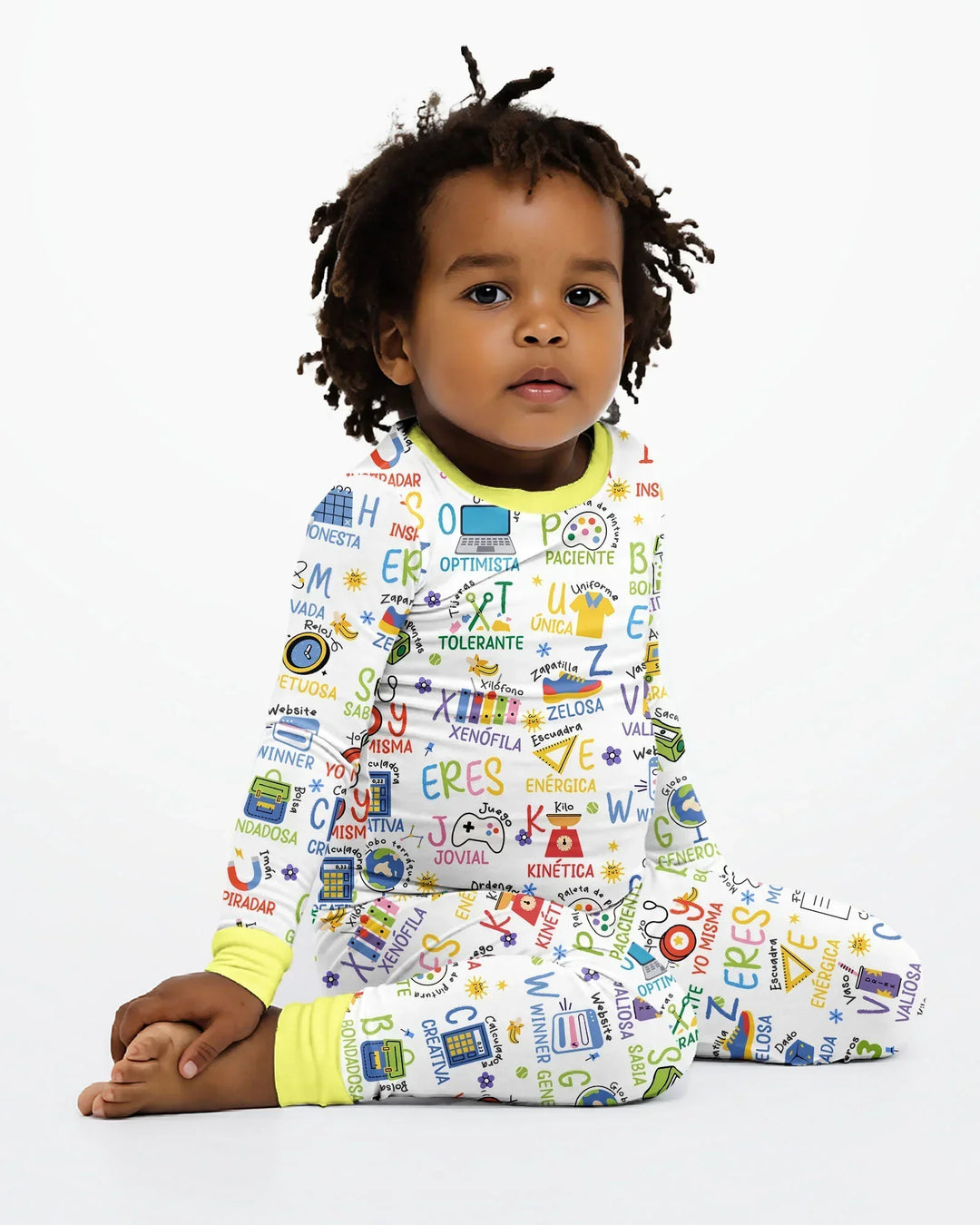 Pijama de bambú de dos piezas de manga larga con el alfabeto español You Are
