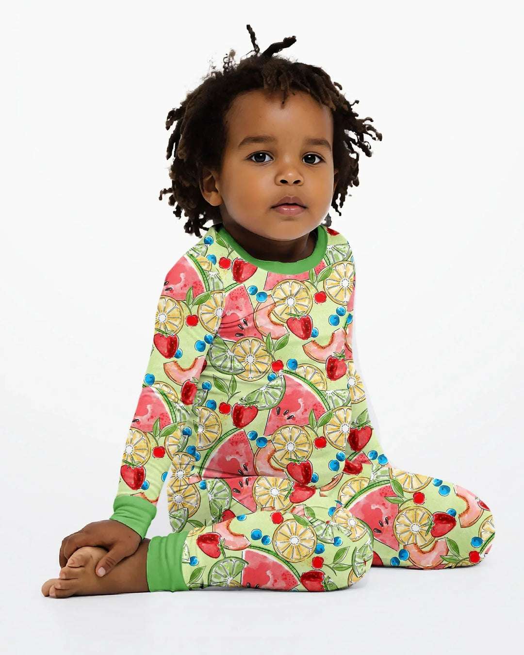 Sweet Summer Fruits Family Matching Bamboo Two Piece Long Sleeve Pajama Set